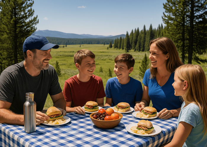 Family enjoying a private Yellowstone and Grand Teton tour with Teton Excursions