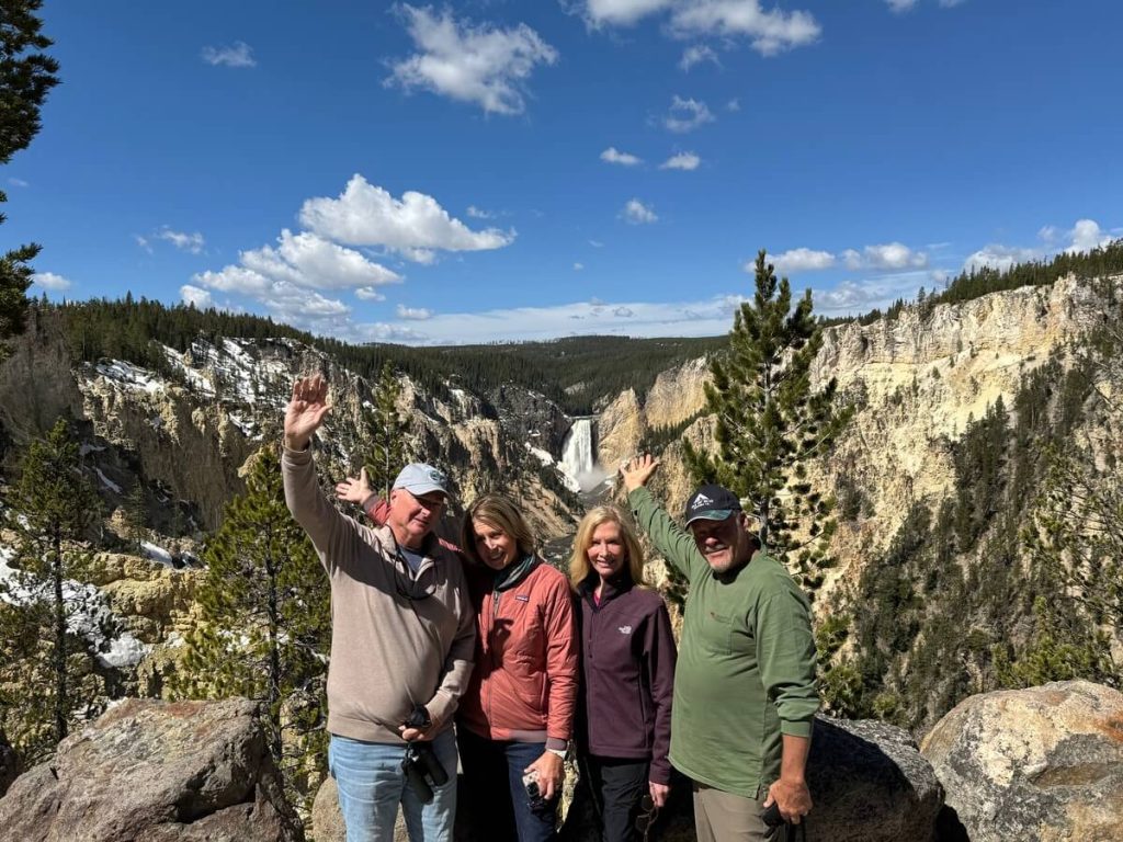 Guests at the Grand Canyon of the Yellowstone on a private tour.