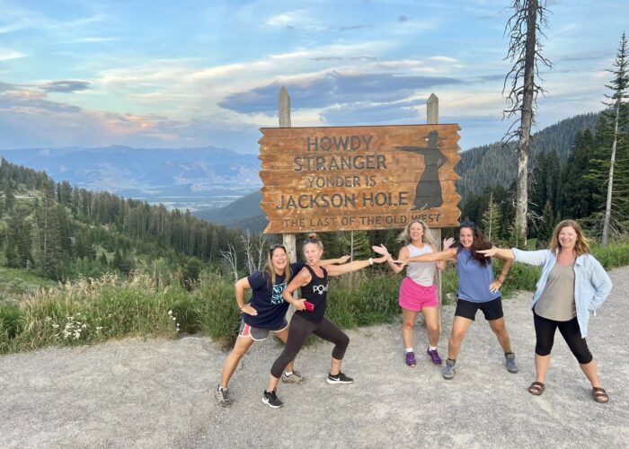 Jackson Hole sign overlooking the town of Jackson, Wyoming in the Jackson Hole valley