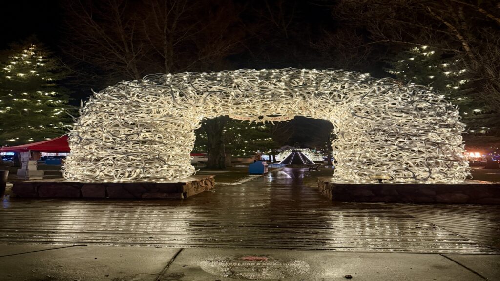 Jackson Hole antler arch in the town square of Jackson Wyoming